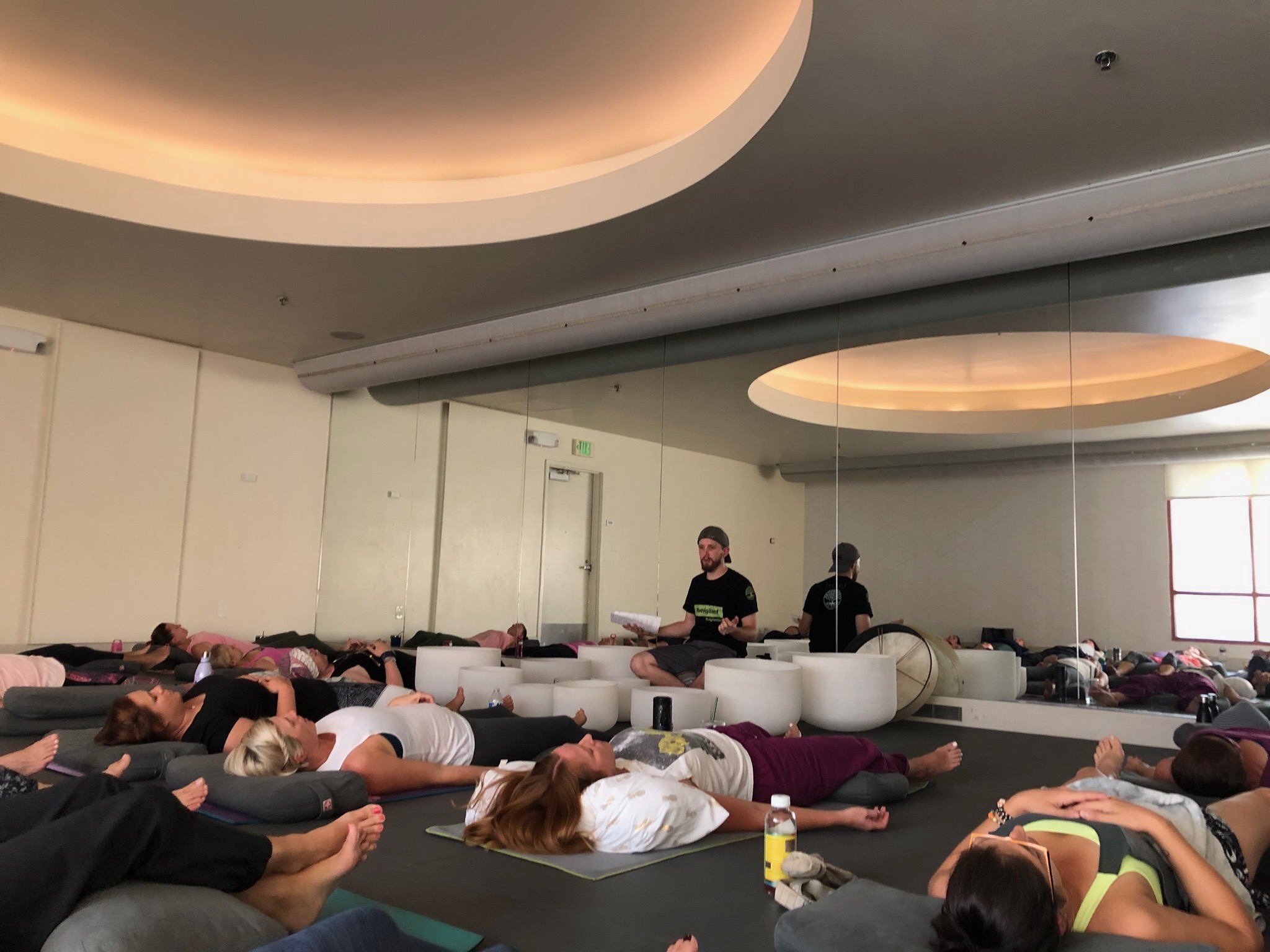 Matt leading a group sound and vibration session